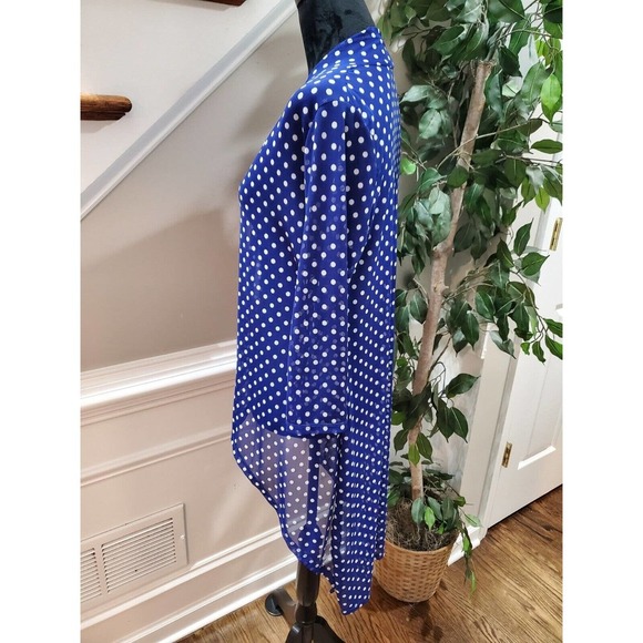 Haani Women's Blue Polka Dot Print Long Sleeve Open Front Cardigan Size Medium - Picture 5 of 8
